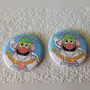 Pair of Playskool Color My World Advertising Buttons